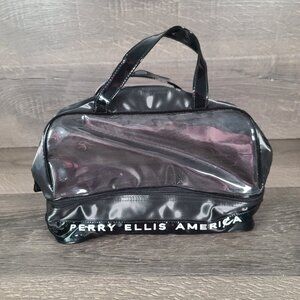 Perry Ellis American Collection Clear Travel Cosmetics Bag With 2 Pockets